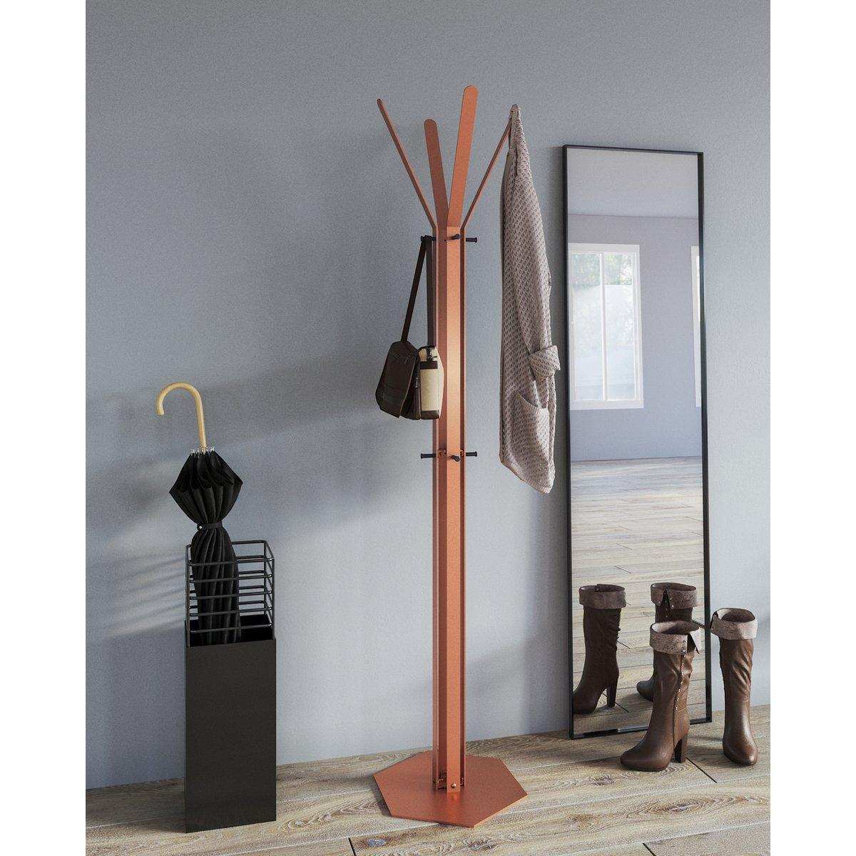 Gorillz Stack - Garderobe stehend - Industriedesign - 12 Haken- Kupferbraun - HomeDesign Knaus