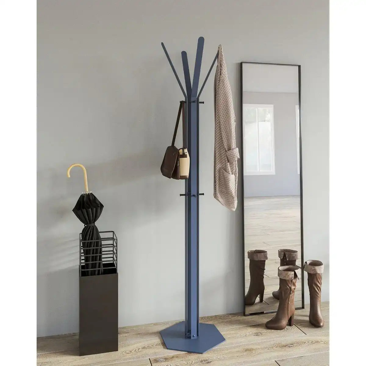 Gorillz Stack - Garderobenständer – Industriedesign – 12 Haken- Blau - HomeDesign Knaus