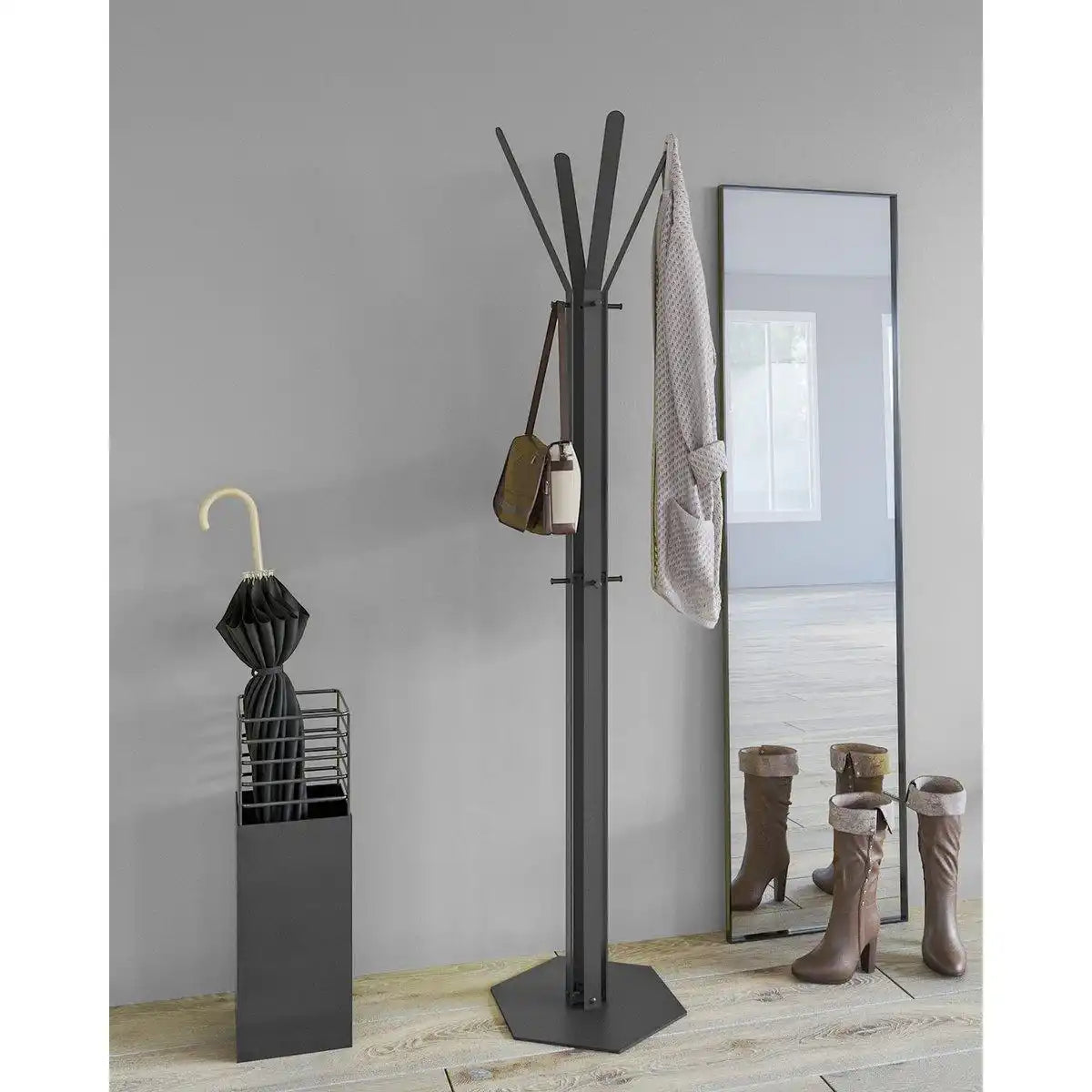 Gorillz Stack - Garderobenständer – Industriedesign – 12 Haken- Schwarz - HomeDesign Knaus
