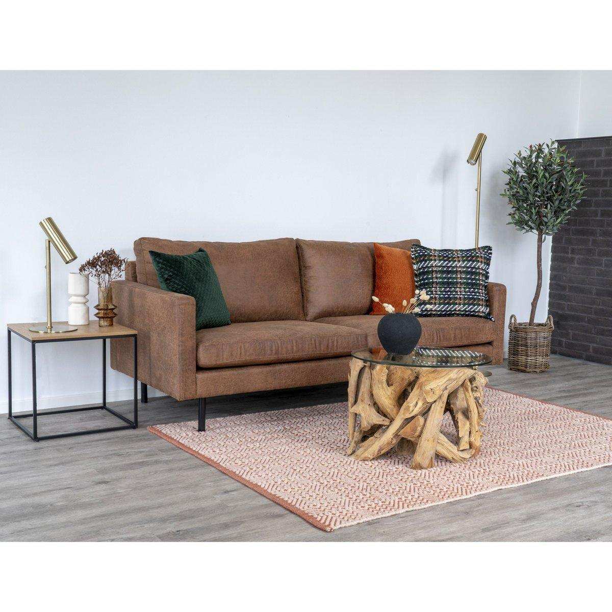Grand Canyon Couchtisch – Couchtisch, Glas mit Naturbeinen, Ø60x40 cm - HomeDesign Knaus