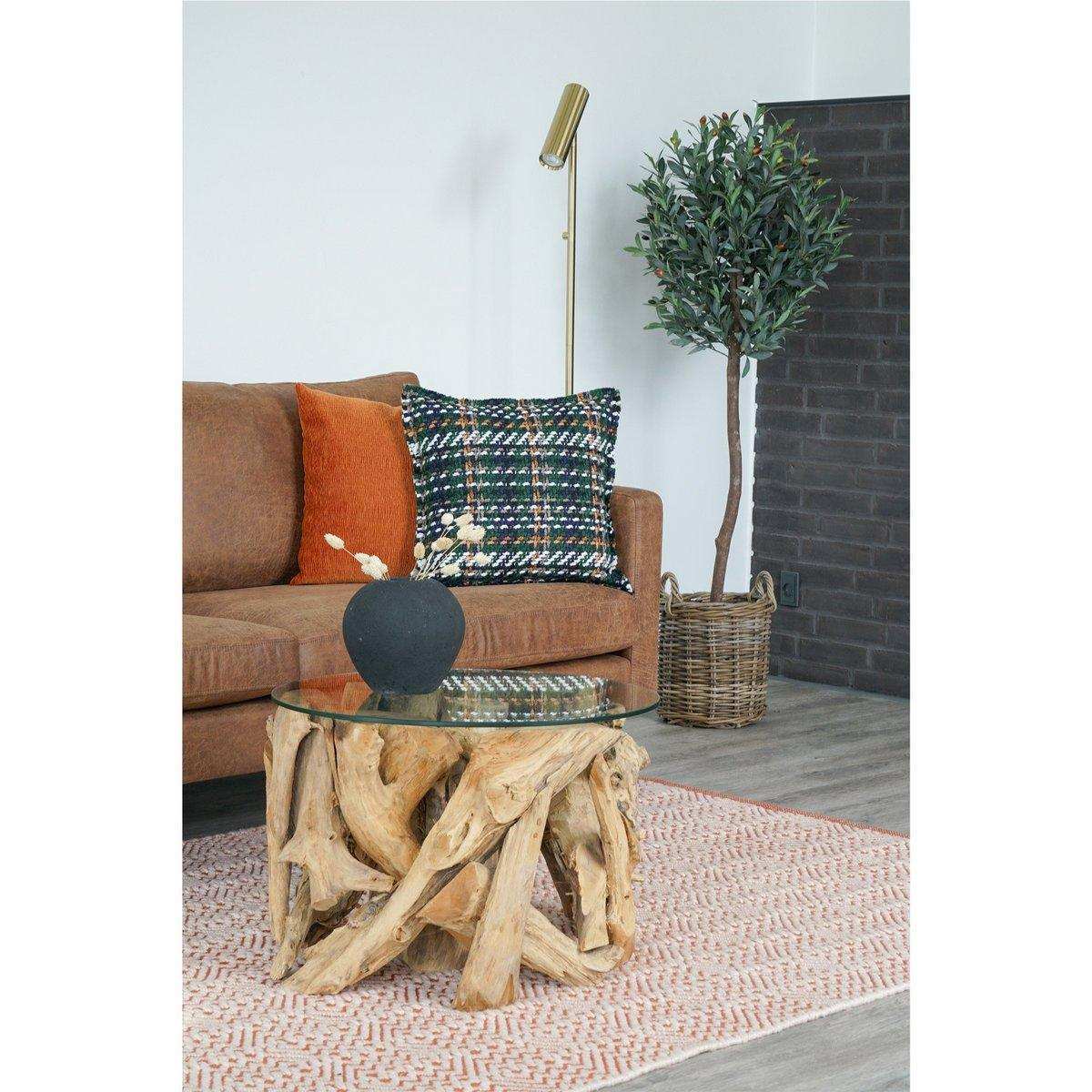 Grand Canyon Couchtisch – Couchtisch, Glas mit Naturbeinen, Ø60x40 cm - HomeDesign Knaus