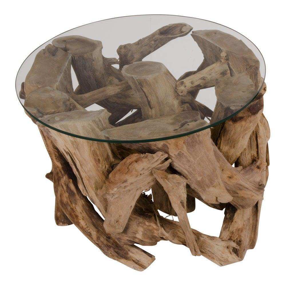 Grand Canyon Couchtisch – Couchtisch, Glas mit Naturbeinen, Ø60x40 cm - HomeDesign Knaus