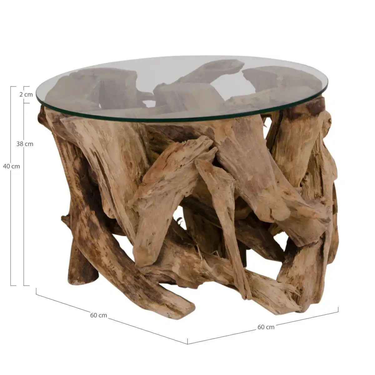 Grand Canyon Couchtisch – Couchtisch, Glas mit Naturbeinen, Ø60x40 cm - HomeDesign Knaus