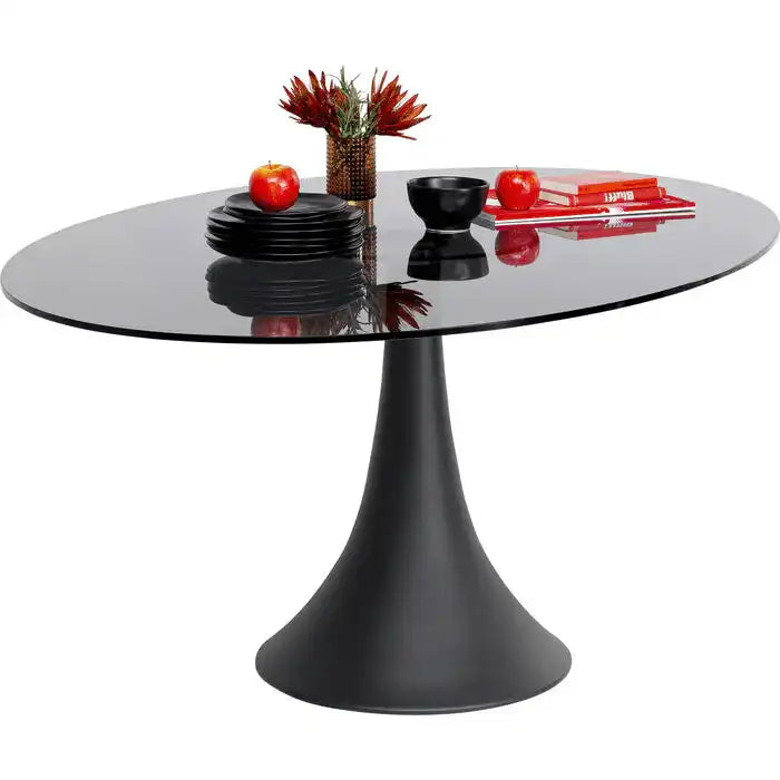 Grande Oval Esszimmertisch pulverbeschichtet Sicherheitsglas 180 cm - HomeDesign Knaus