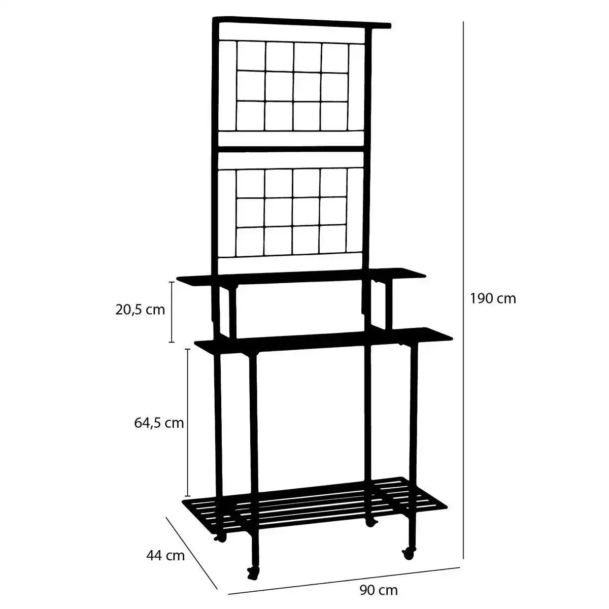 Greenrax Pflanzenständer – L90 x B44 x H190 cm – Metall – Schwarz - HomeDesign Knaus