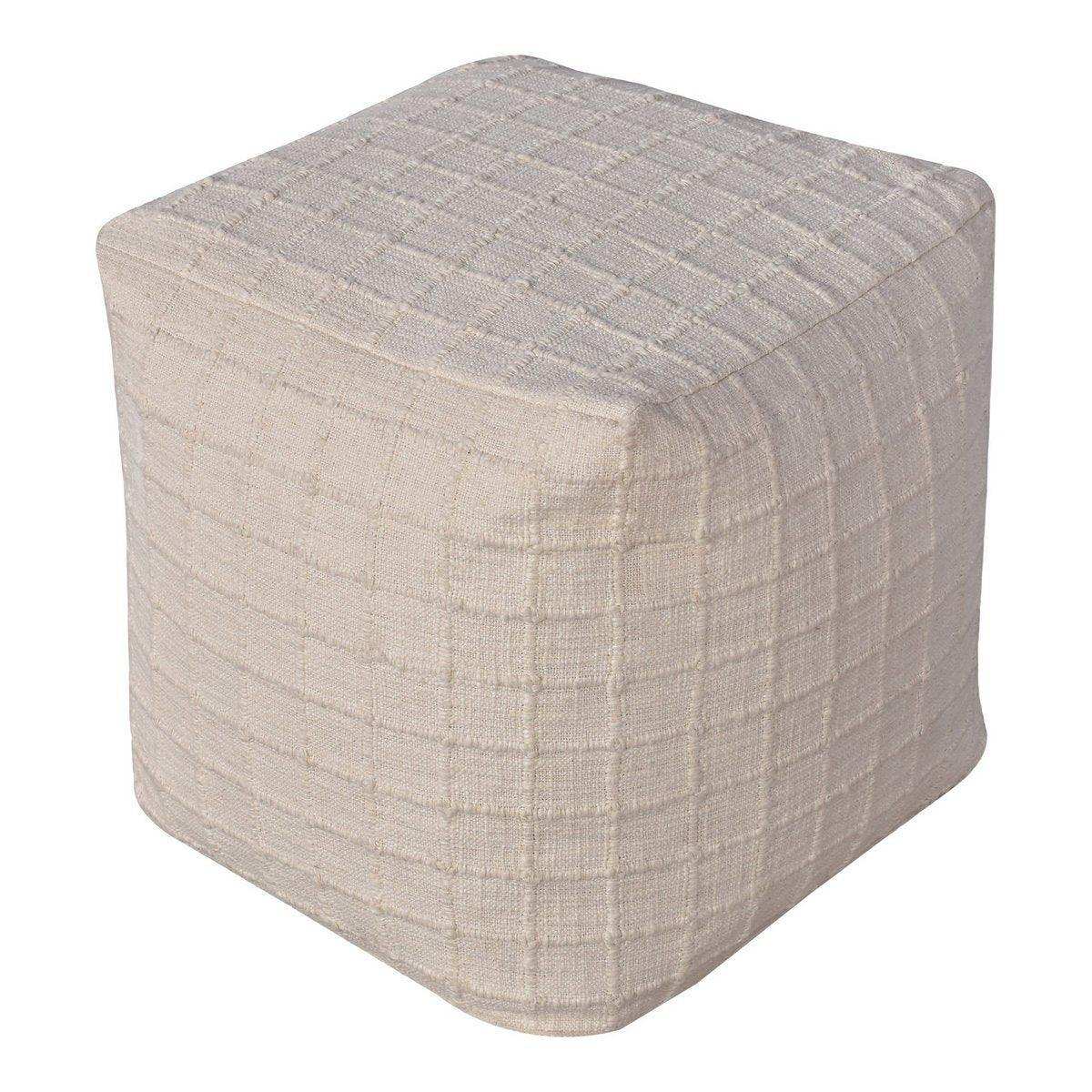 Guna Pouf - Pouf, handgewebt, Elfenbein, 40x40 cm - HomeDesign Knaus