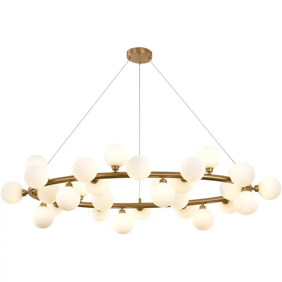 Hängelampe Elite Weißgold Messing rund 100CM - HomeDesign Knaus