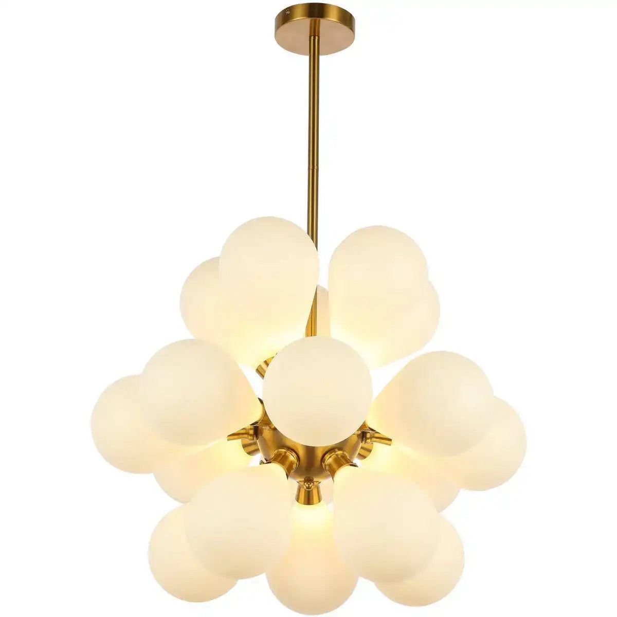 Hängelampe Ellen Gold mattiertes weißes Glas Messing - HomeDesign Knaus