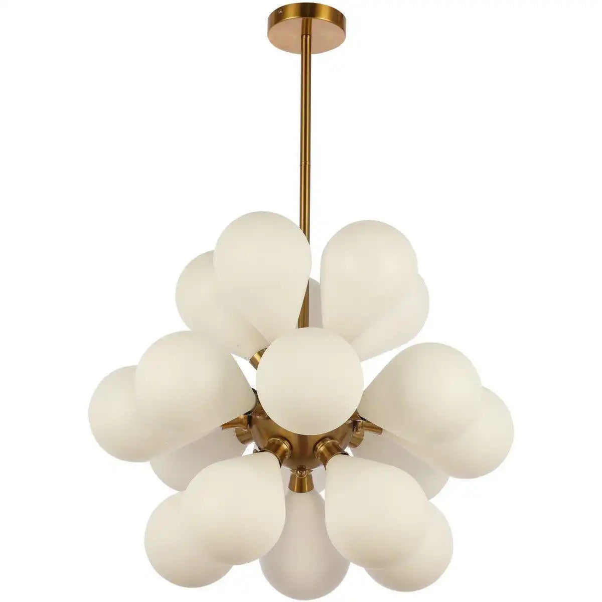 Hängelampe Ellen Gold mattiertes weißes Glas Messing - HomeDesign Knaus