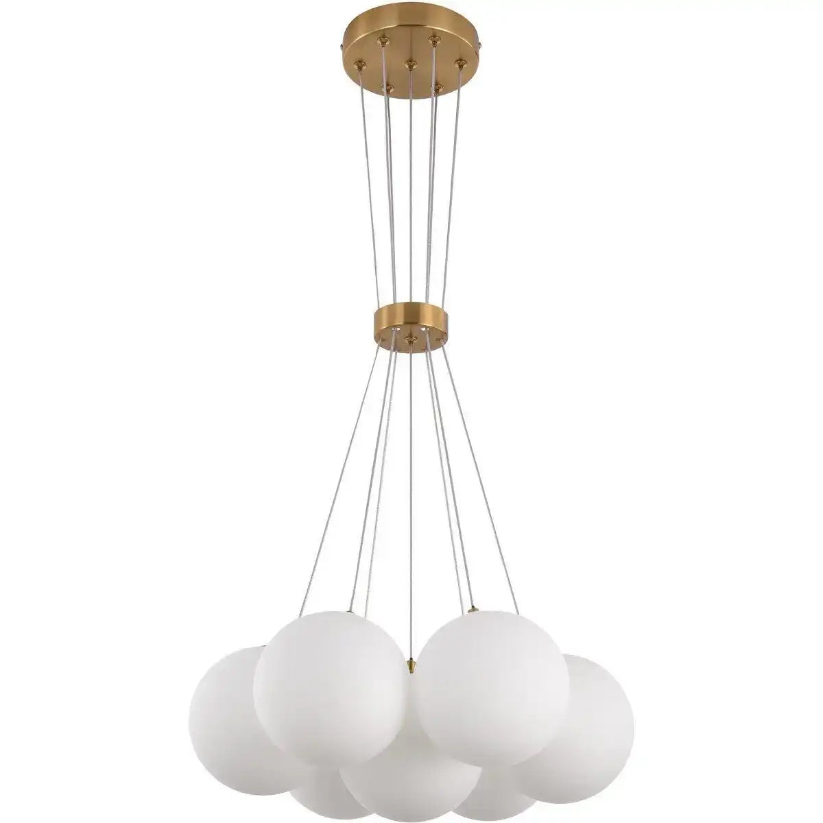 Hängelampe Jenna Weißgold 7-flammig Hängeleuchte Messing - HomeDesign Knaus