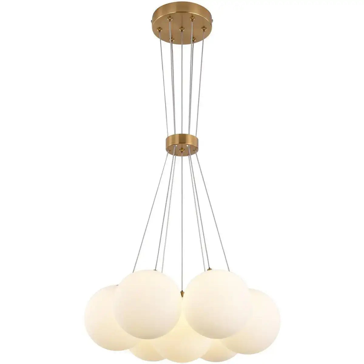 Hängelampe Jenna Weißgold 7-flammig Hängeleuchte Messing - HomeDesign Knaus