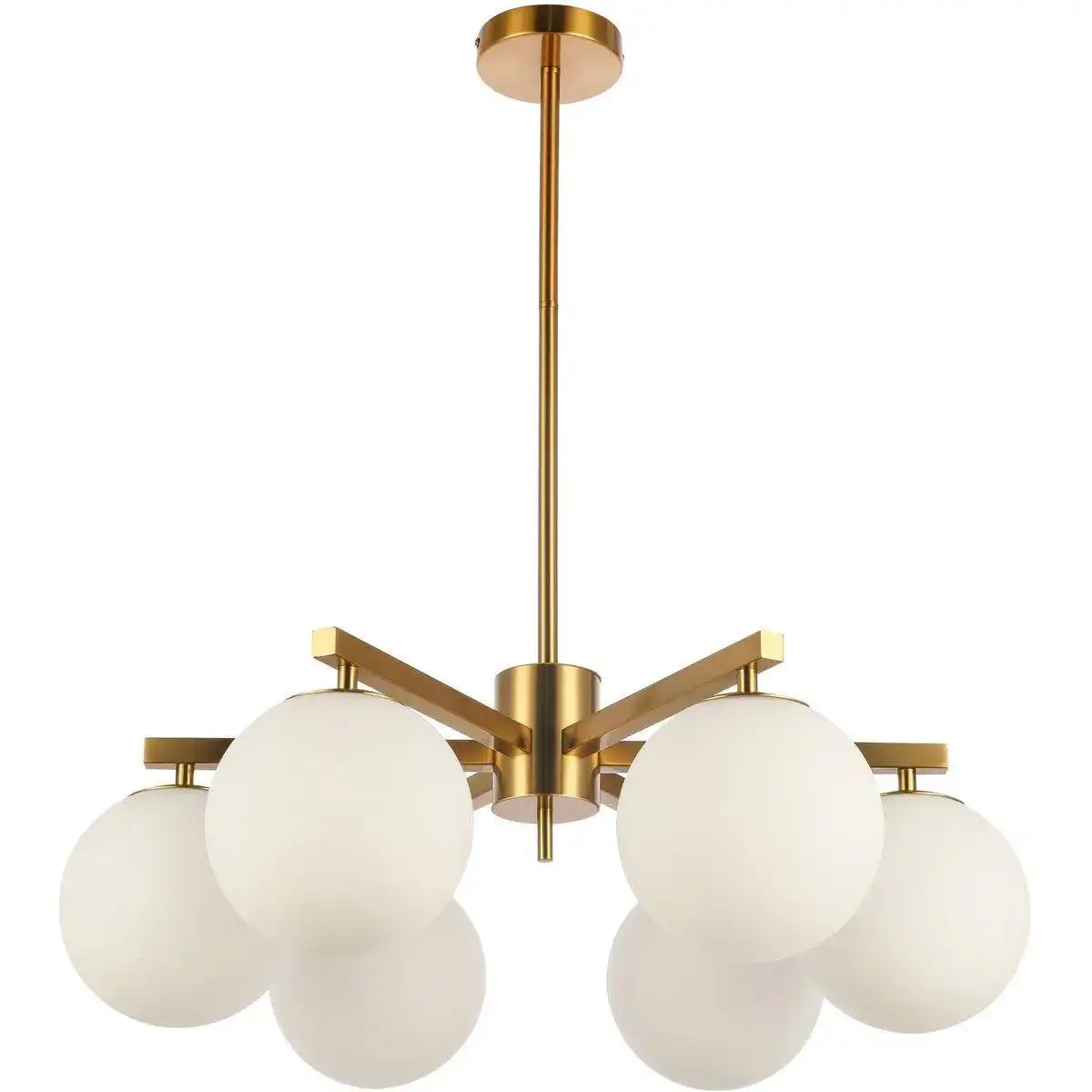 Hängelampe Stella Weiß 6-flammig Messing Gold - HomeDesign Knaus