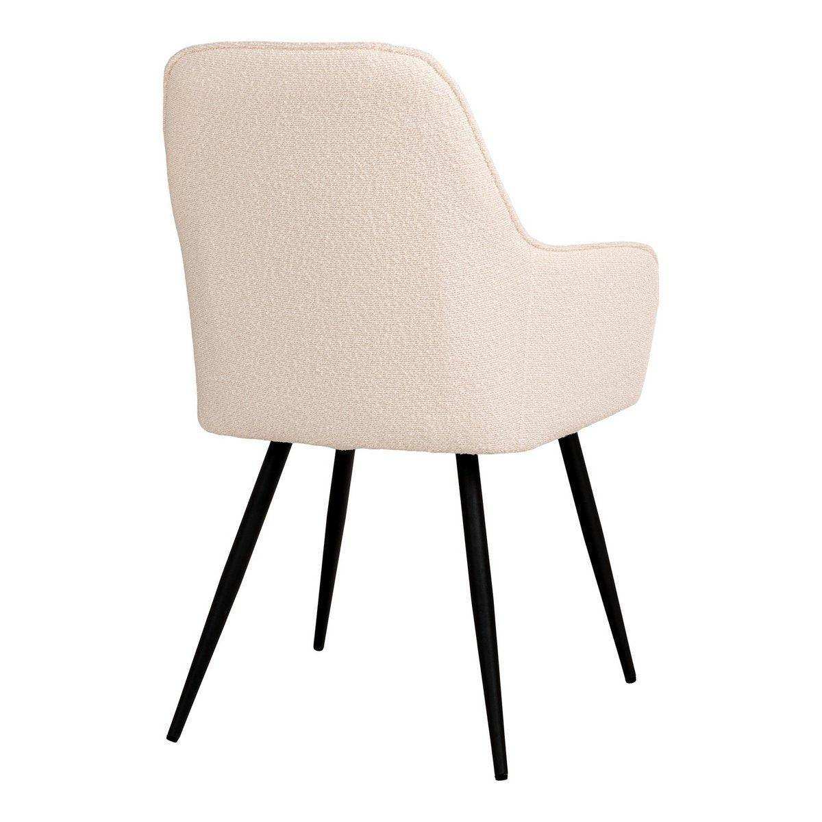 Harbo Dining Chair – Esszimmerstuhl aus Bouclé, weiß mit schwarzen Beinen, HN1232 - HomeDesign Knaus