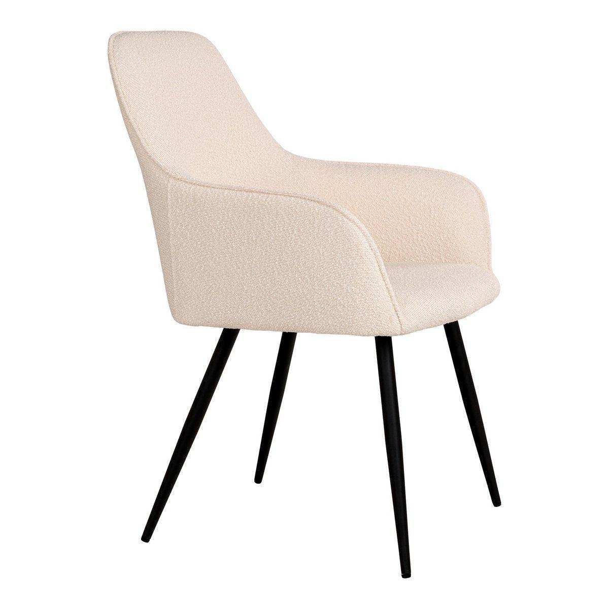 Harbo Dining Chair – Esszimmerstuhl aus Bouclé, weiß mit schwarzen Beinen, HN1232 - HomeDesign Knaus