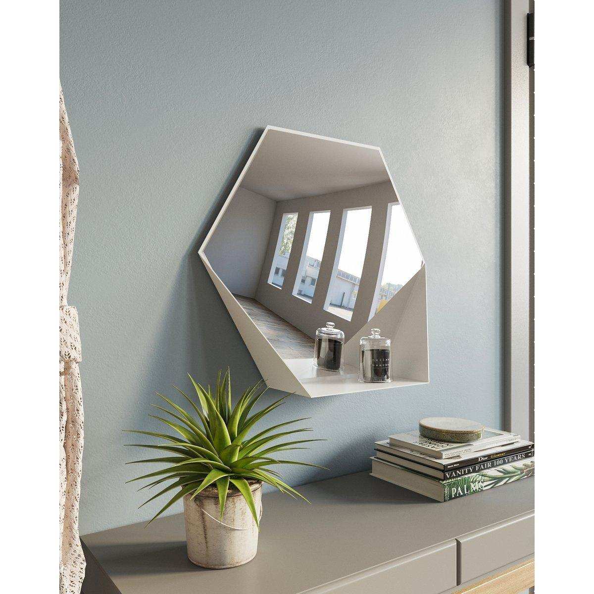 Hive Wandspiegel mit Ablage Hexagon-Spiegel Industie - HomeDesign Knaus
