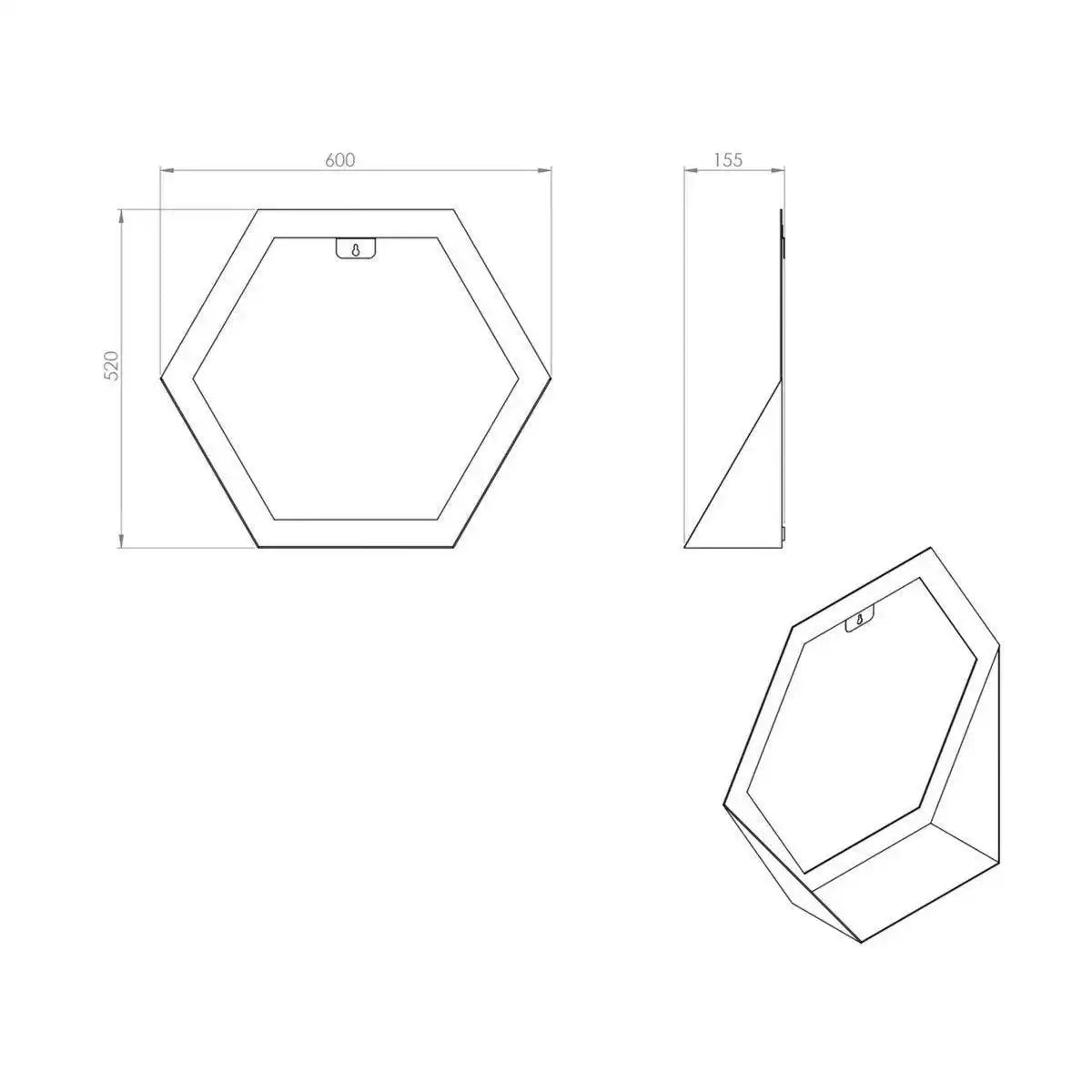 Hive Wandspiegel mit Ablage Hexagon-Spiegel Industie - HomeDesign Knaus