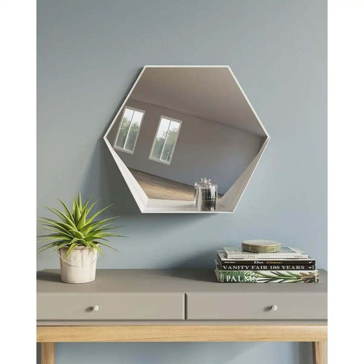Hive Wandspiegel mit Ablage Industrieller Stahl 60 cm - HomeDesign Knaus