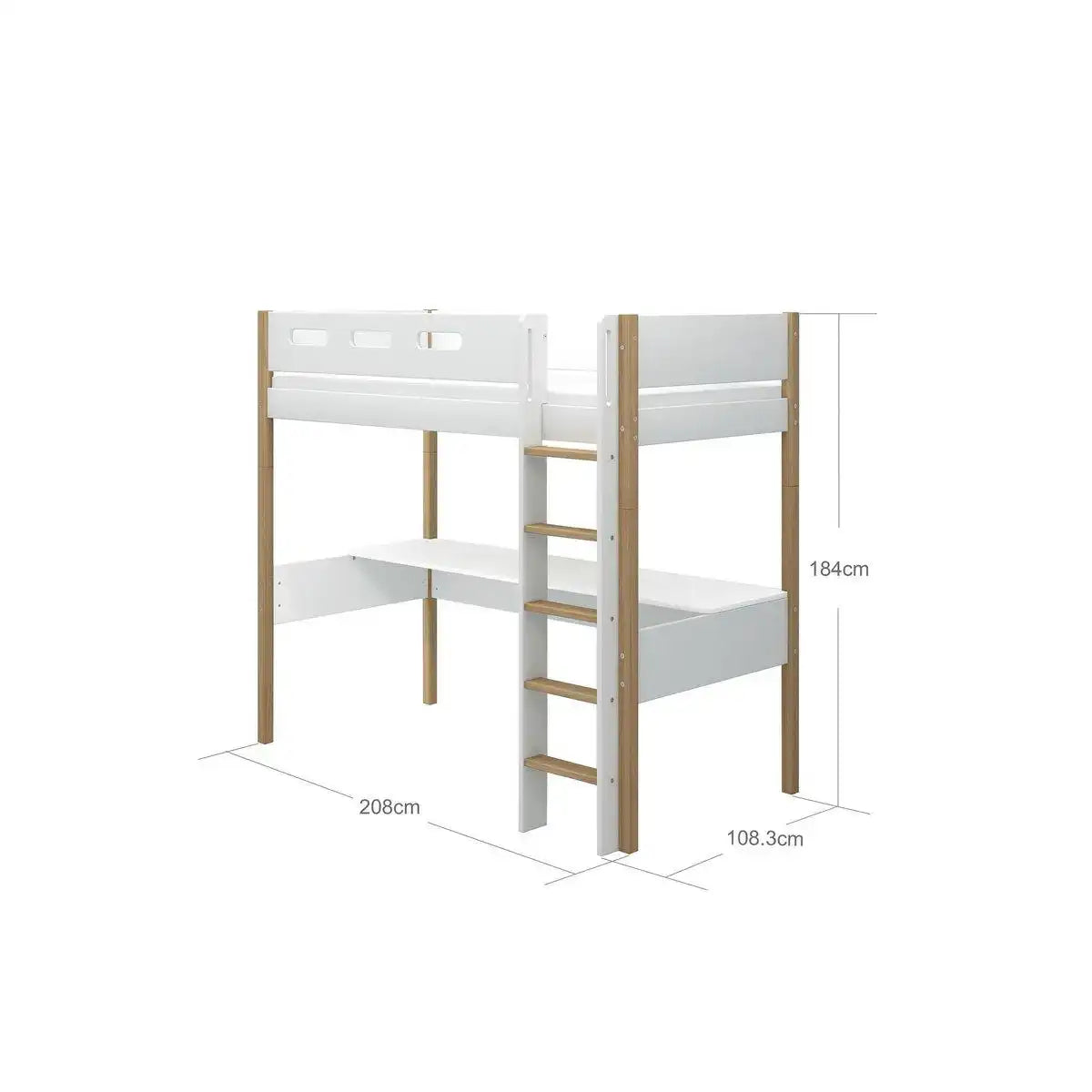 Hochbett m. gerade Leiter und Schreibtisch - HomeDesign Knaus