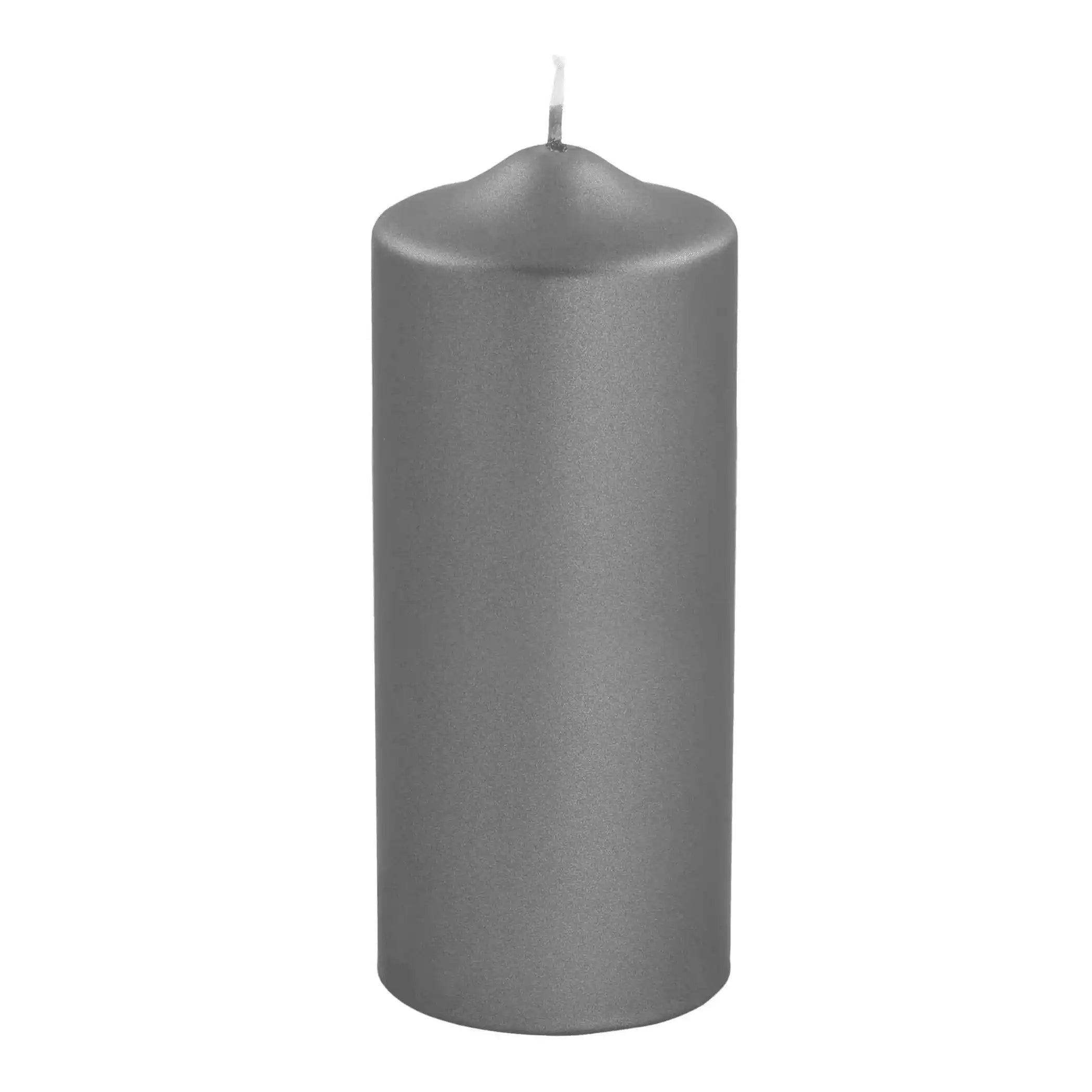 Hochwertige Candle Altarkerze getaucht Stumpenkerze metallic Grau - HomeDesign Knaus