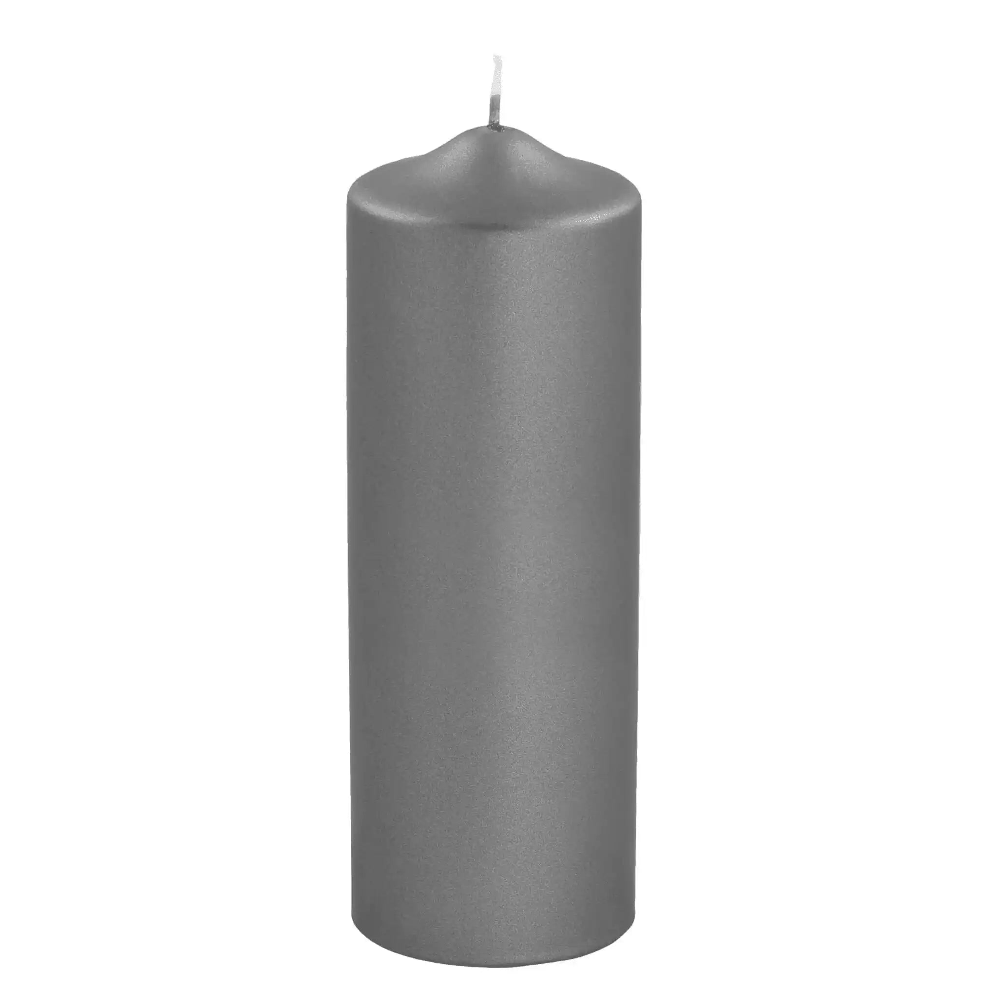 Hochwertige Candle Altarkerze getaucht Stumpenkerze metallic Grau - HomeDesign Knaus