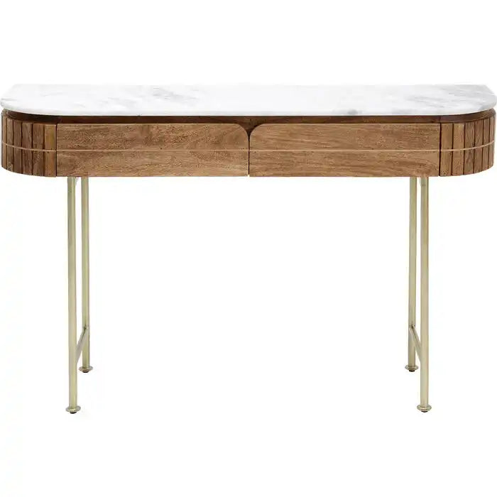 Hochwertige Massivholz Konstole Grace Handarbeit Naturstein Marmor 100 cm - HomeDesign Knaus