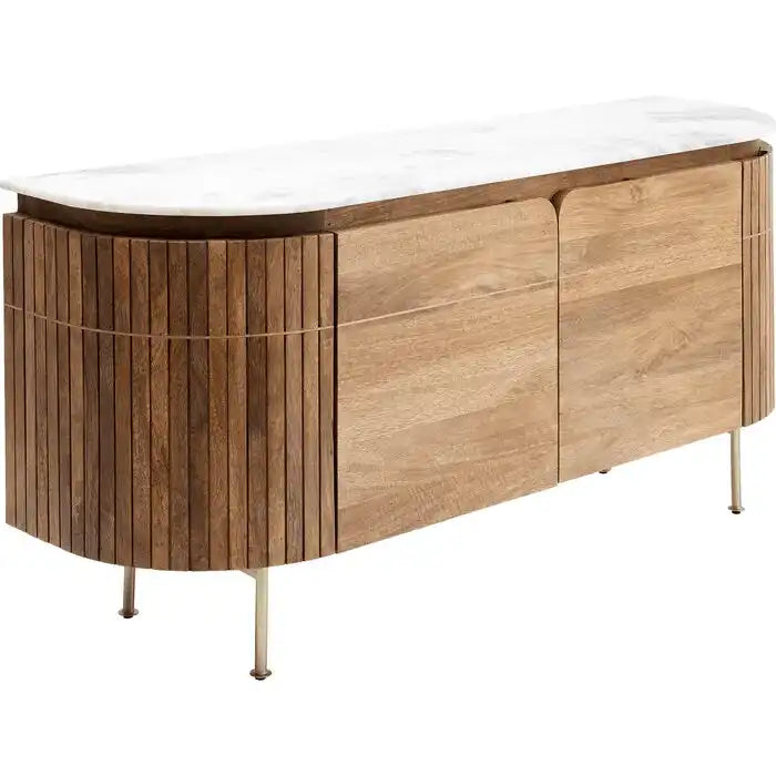 Hochwertige Massivholz Sideboard Grace Handarbeit Naturstein Marmor Stein 160 cm - HomeDesign Knaus