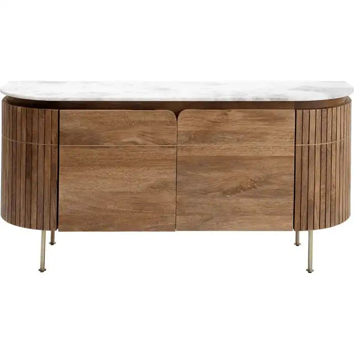 Hochwertige Massivholz Sideboard Grace Handarbeit Naturstein Marmor Stein 160 cm - HomeDesign Knaus