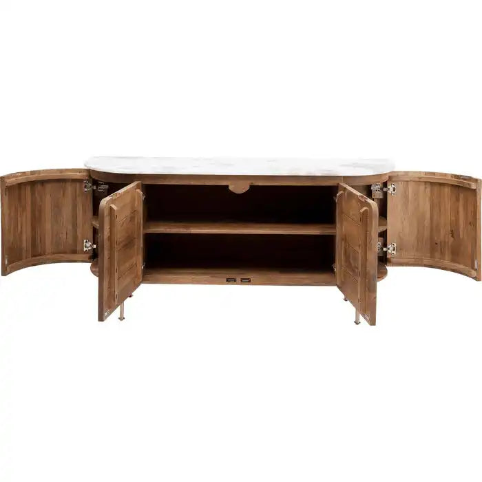 Hochwertige Massivholz Sideboard Grace Handarbeit Naturstein Marmor Stein 160 cm - HomeDesign Knaus