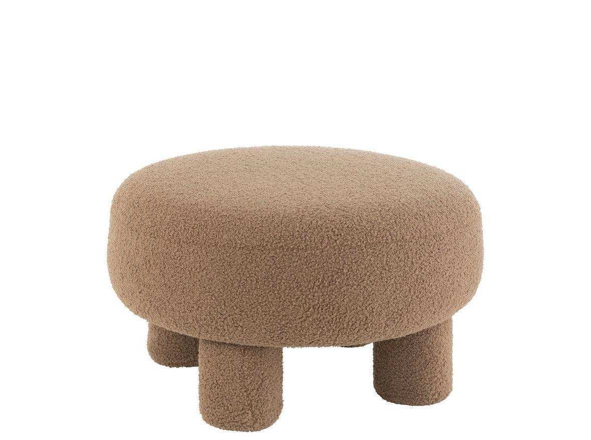 Hocker Runde Teddy Fußhocker Bouclé - HomeDesign Knaus