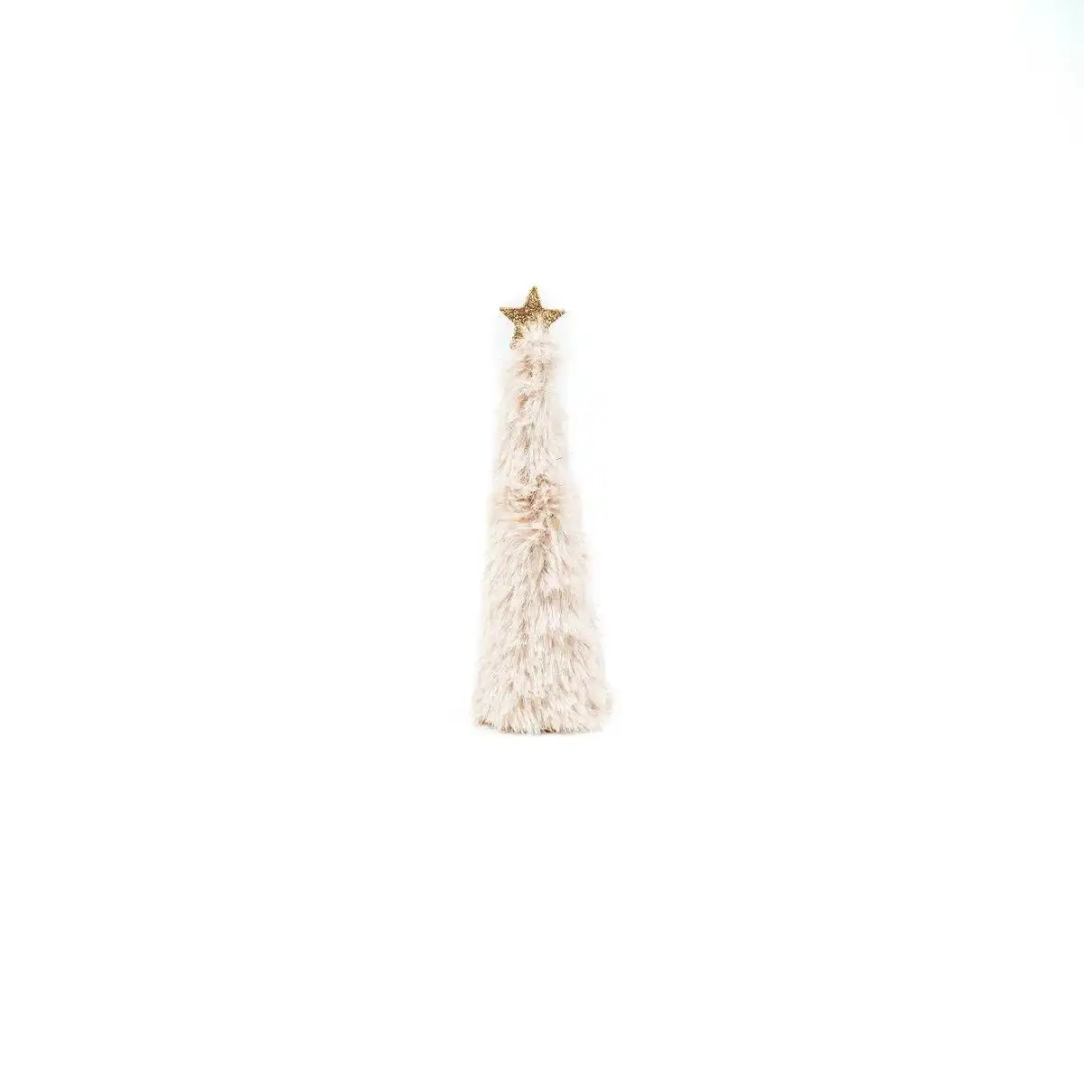 Housevitamin Fuzzy Weihnachtsbaum – Beige – 4,5 x 4,5 x 17,5 cm - HomeDesign Knaus