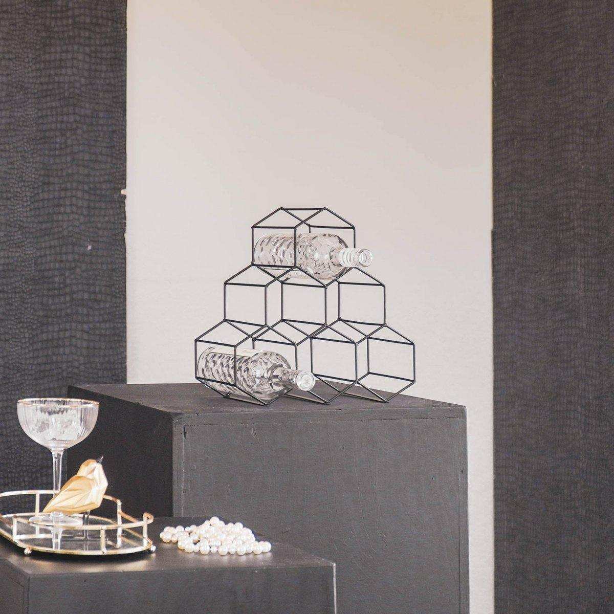 Housevitamin Weinregal – Schwarzes Metall – 32 x 31 x 15 cm - HomeDesign Knaus