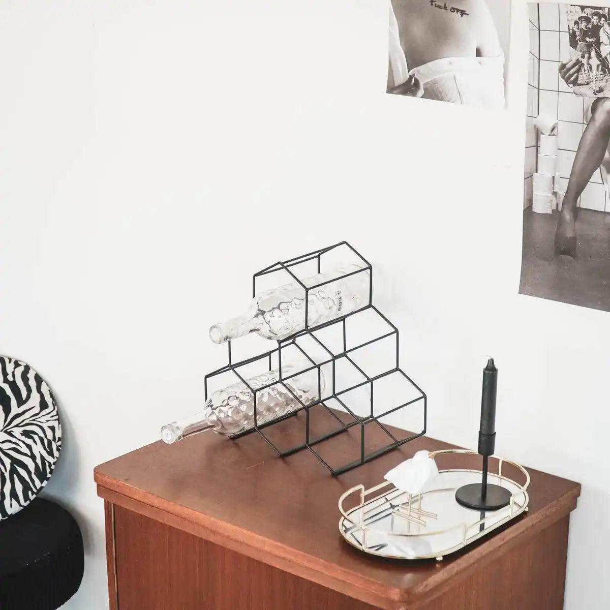 Housevitamin Weinregal – Schwarzes Metall – 32 x 31 x 15 cm - HomeDesign Knaus