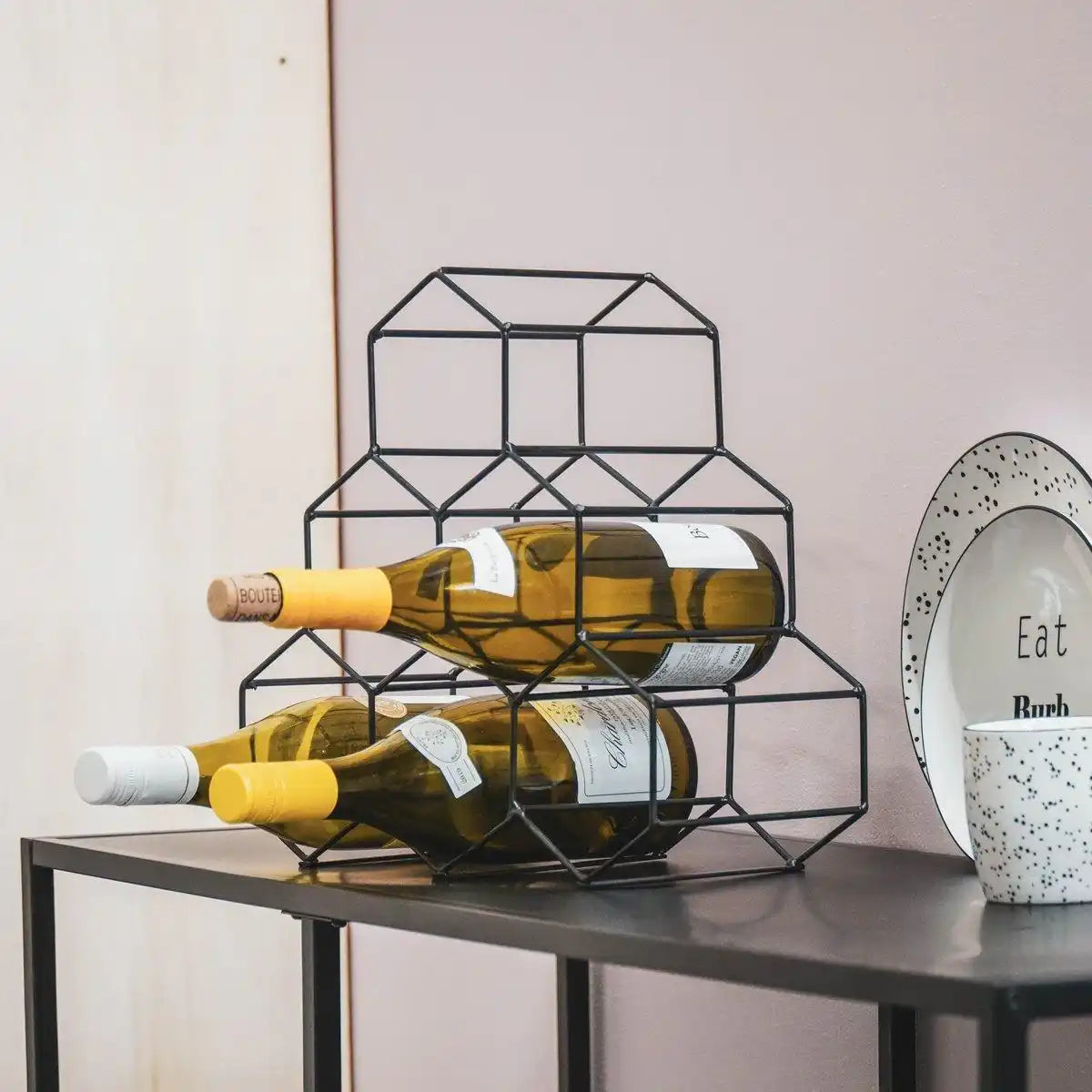 Housevitamin Weinregal – Schwarzes Metall – 32 x 31 x 15 cm - HomeDesign Knaus
