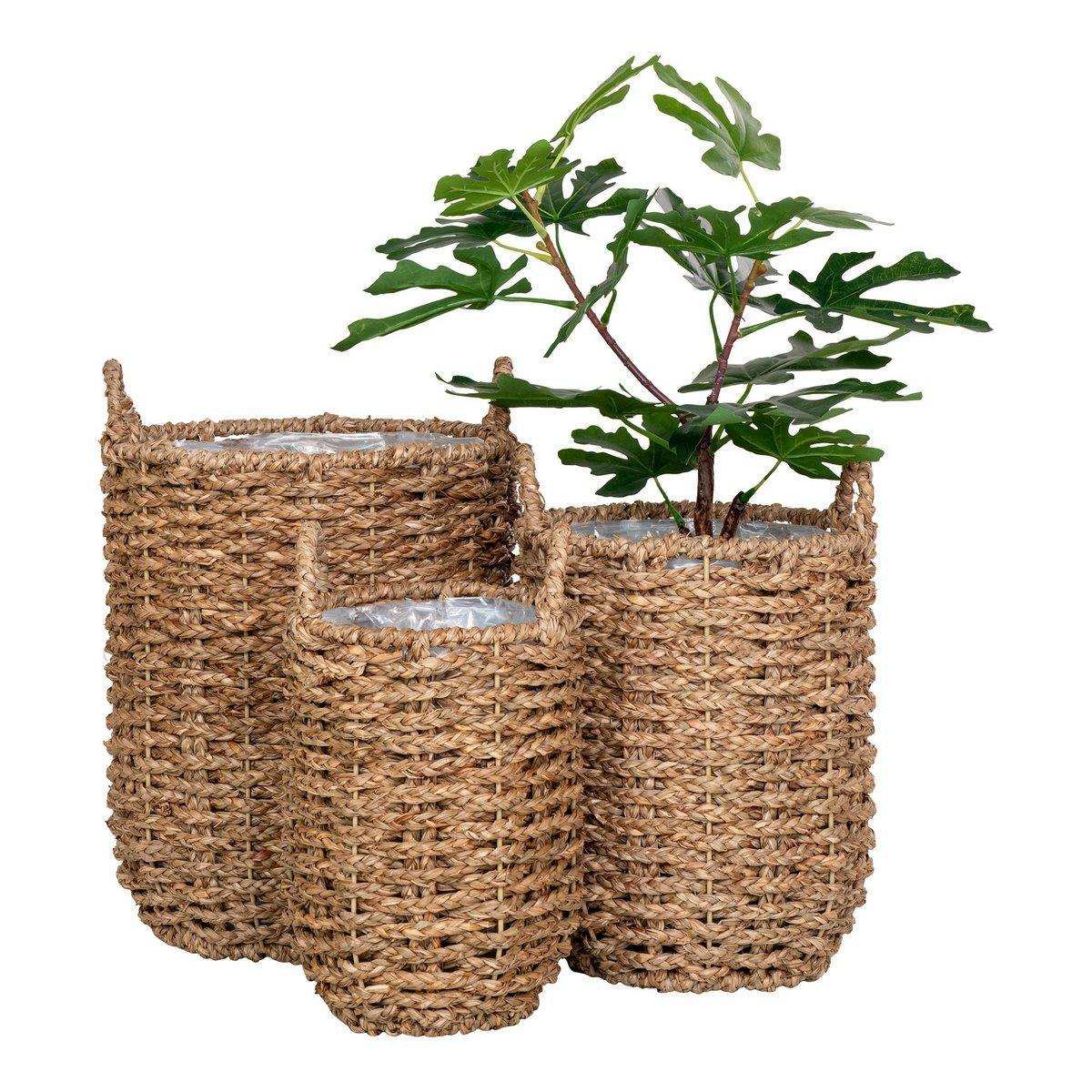 Hue Planter - Pflanzgefäß, Seegras, rund, natur, 3er-Set - HomeDesign Knaus