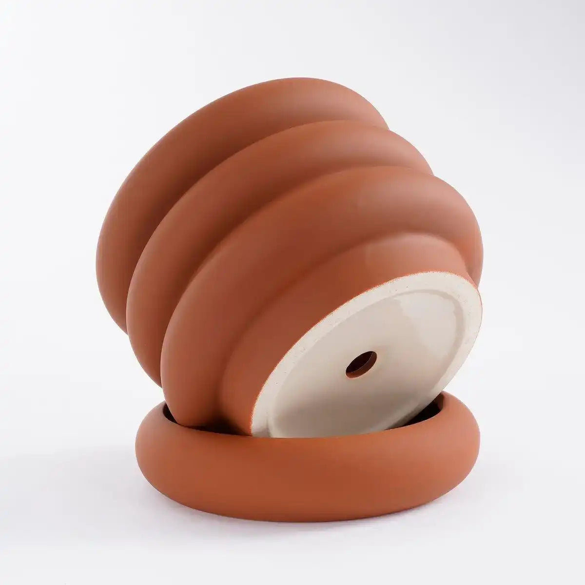 Ilse Blumentopf mit Untertasse – H16 x Ø19 cm – Keramik – Braun - HomeDesign Knaus