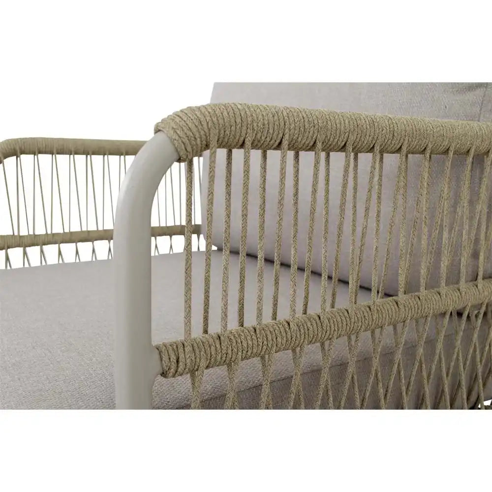 Lounge Set Akiro Beige – Aluminium Gartenlounge mit Sofa, 2 Sesseln & Tisch
