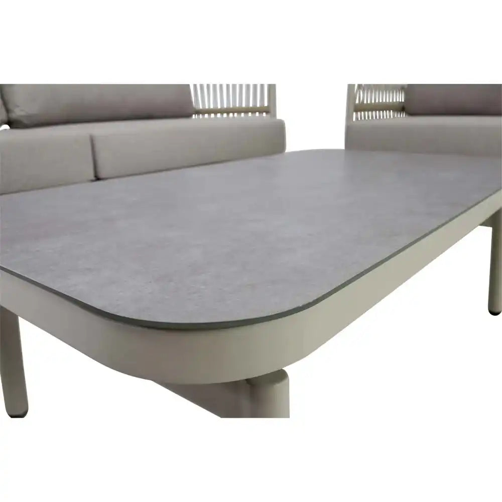 Lounge Set Akiro Beige – Aluminium Gartenlounge mit Sofa, 2 Sesseln & Tisch