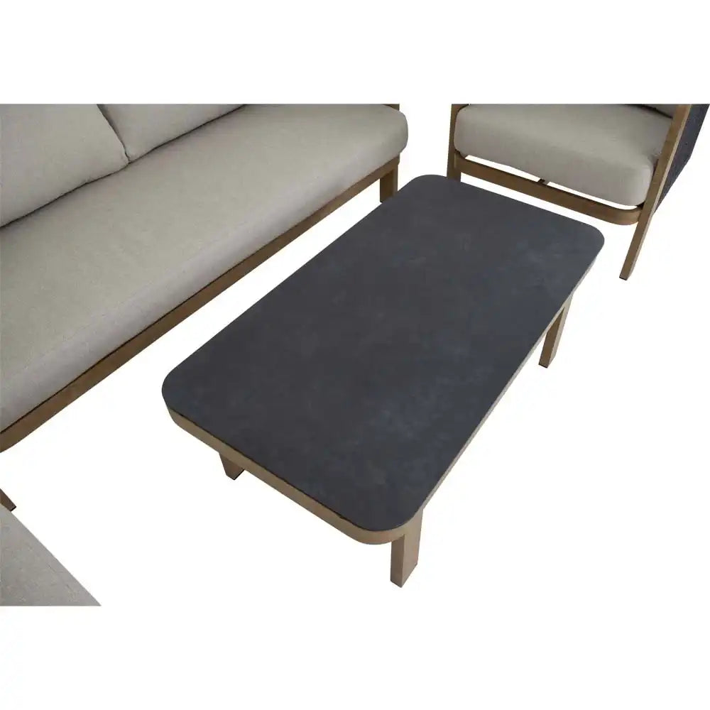 Lounge Set Sora Holzoptik – Gartenlounge mit Sofa, Sesseln & Tisch