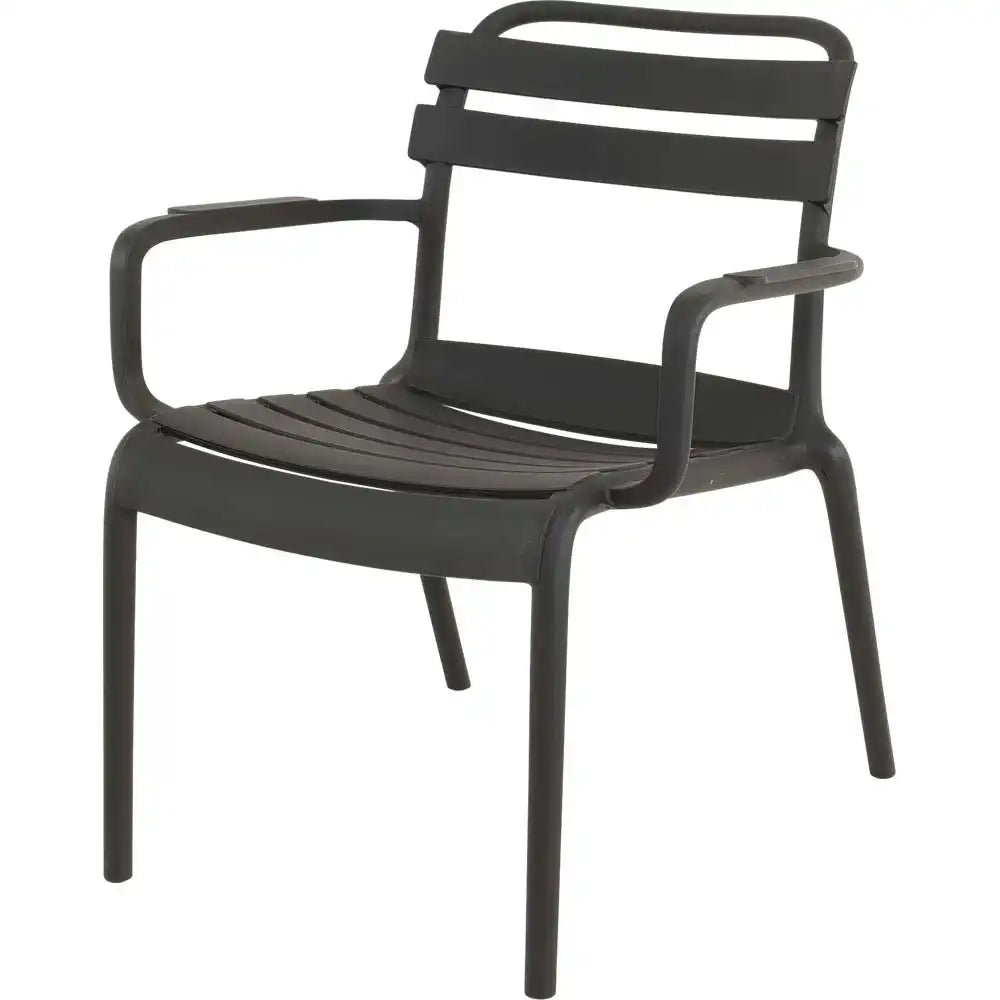 Loungestuhl Torvi Schwarz 65x69,5x76 cm – Stapelbarer Gartenstuhl UV-beständig