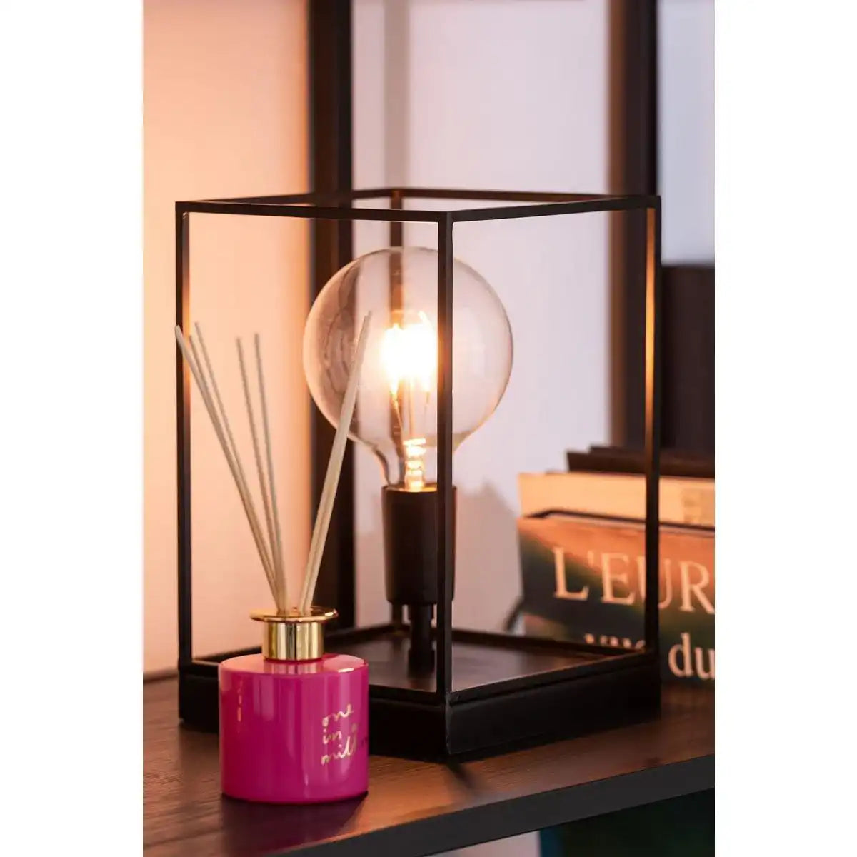 J-Line 1 Lamp Tischleuchte mit rechteckigem Rahmen – Metall – Schwarz – S - HomeDesign Knaus
