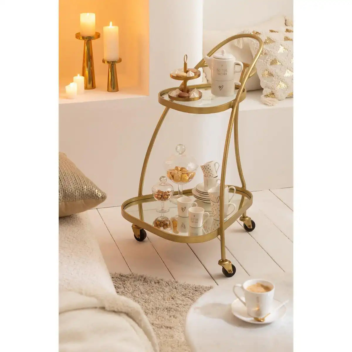 J-Line 2 Levels Kuchenblech - Kuchenblech - Metall - Weiß/Gold - HomeDesign Knaus
