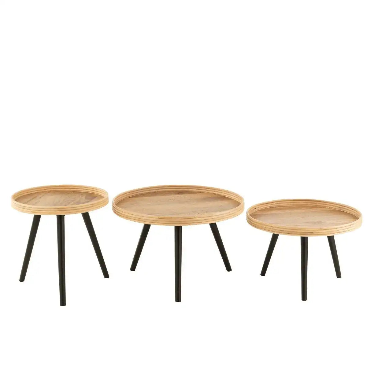 J-Line 3er-Set Beistelltisch rund Mangoholz Natur - HomeDesign Knaus