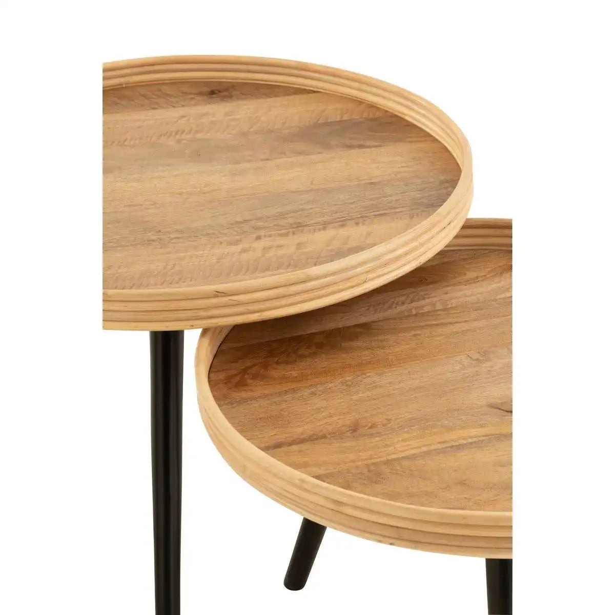 J-Line 3er-Set Beistelltisch rund Mangoholz Natur - HomeDesign Knaus