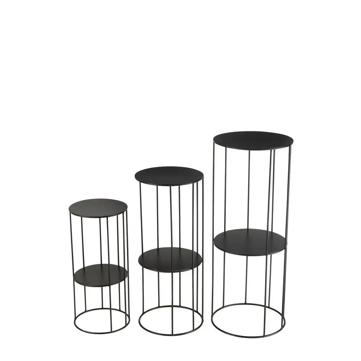 J-Line 3er-Set Blumenständer aus Metall, Schwarz - HomeDesign Knaus