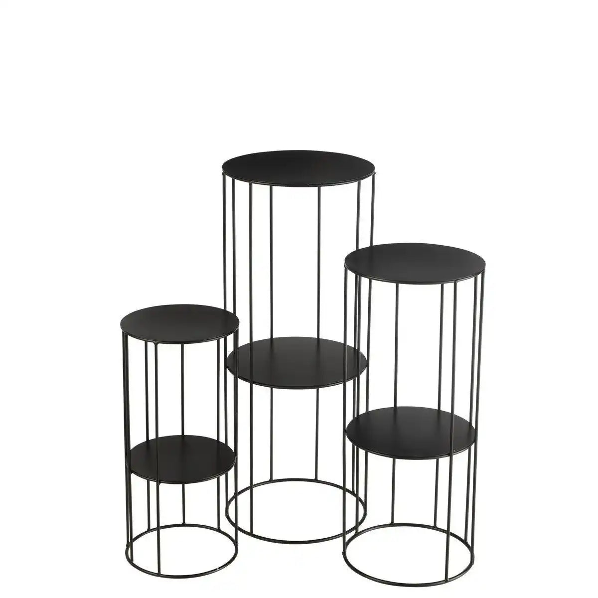 J-Line 3er-Set Blumenständer aus Metall, Schwarz - HomeDesign Knaus