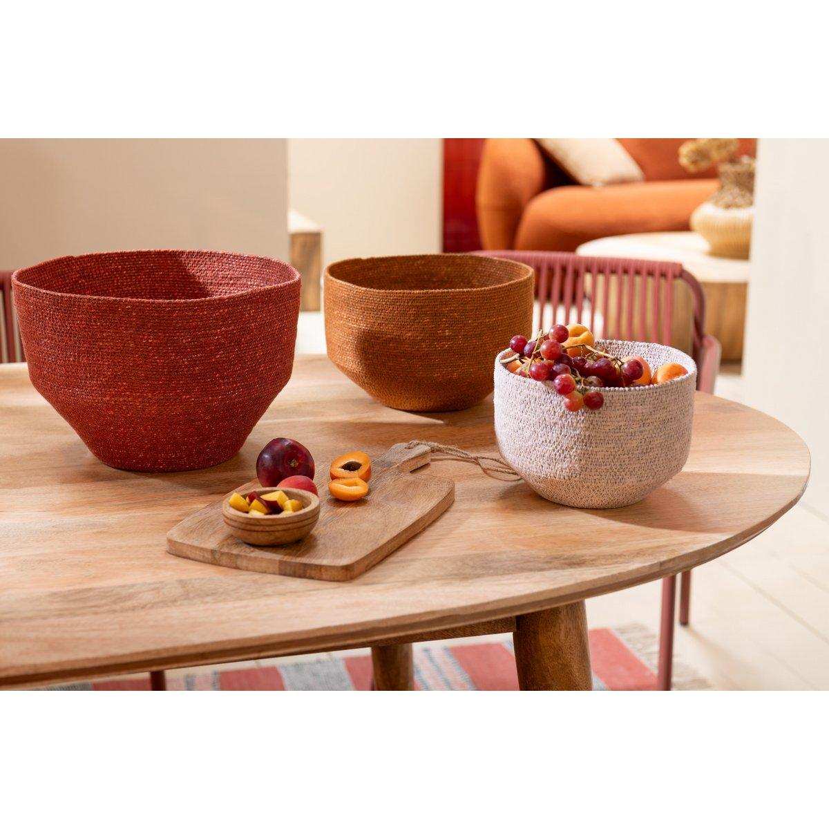 J-Line 3er-Set Korb aus Seegras, Natur/Rost/Terrakotta - HomeDesign Knaus
