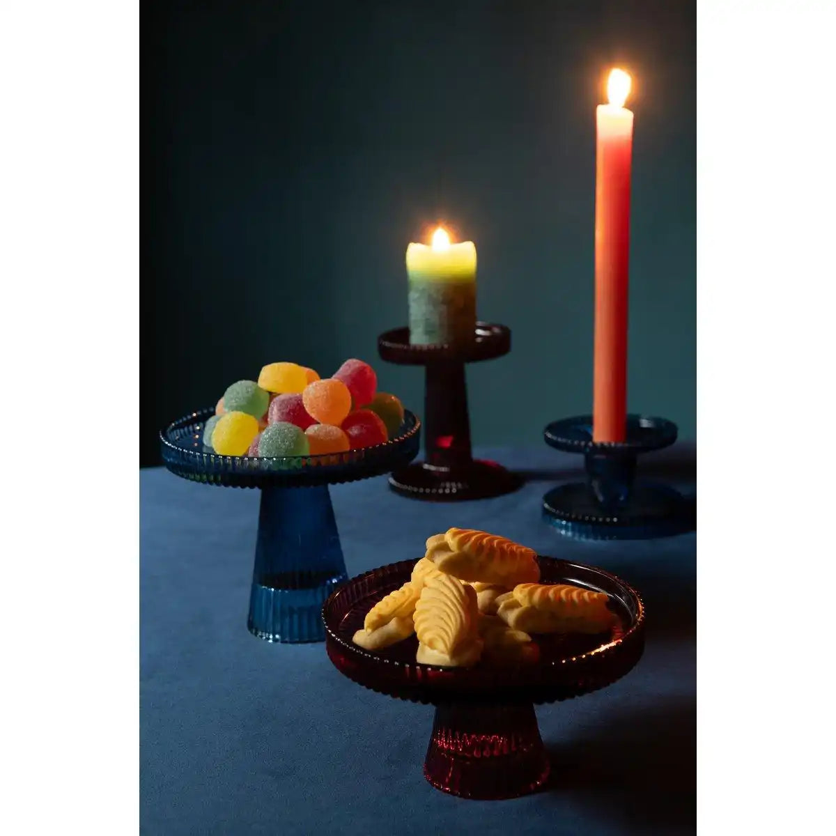 J-Line 3er-Set Kuchenhalter Nelly Glas Blau - HomeDesign Knaus