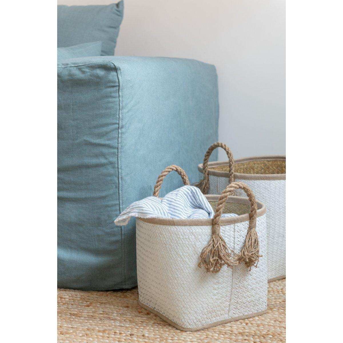 J-Line 3er-Set Manden Palmblad - Jute - Natur/Weiß - HomeDesign Knaus
