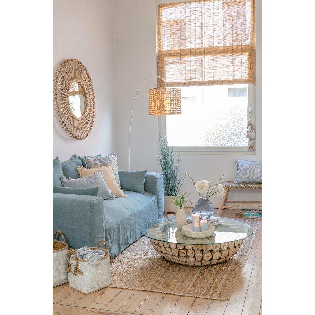 J-Line 3er-Set Manden Palmblad - Jute - Natur/Weiß - HomeDesign Knaus