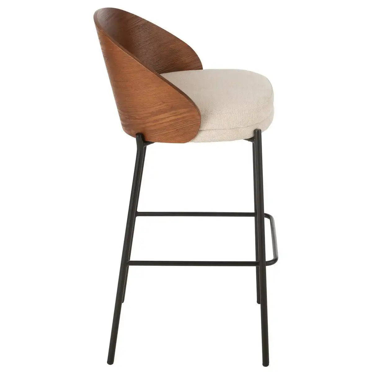 J-Line Barhocker Lone Sperrholz/Metall Braun/Beige - HomeDesign Knaus